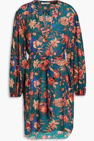ULLA JOHNSON Otto printed cotton-blend mini dress - Blue - S