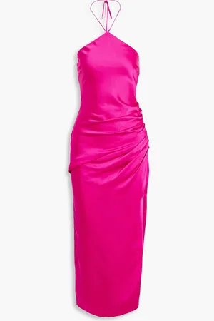 Simkhai Ruched satin halterneck maxi dress - Pink - US 10