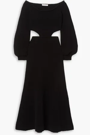 Chloé Off-the-shoulder cutout wool and cashmere-blend midi dress - - L
