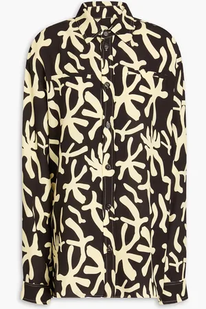 Nanushka Marije oversized printed crepe shirt - Brown - S