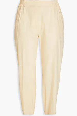 GENTRYPORTOFINO Cropped cotton-poplin tapered pants - Yellow - IT 44