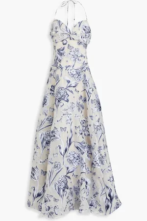 Oscar de la Renta Fil coupé organza gown - Blue - US 14