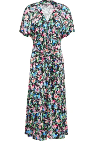 Paco rabanne Gathered floral-print stretch-jersey midi dress - - FR 40