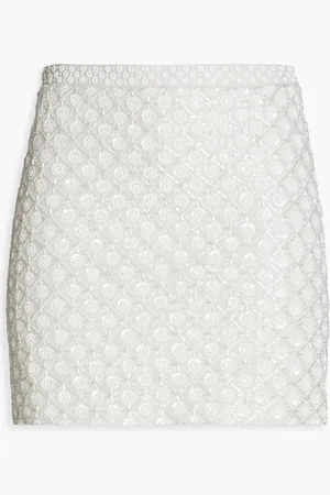 ANDREW GN Embellished linen-blend mini skirt - Gray - FR 36