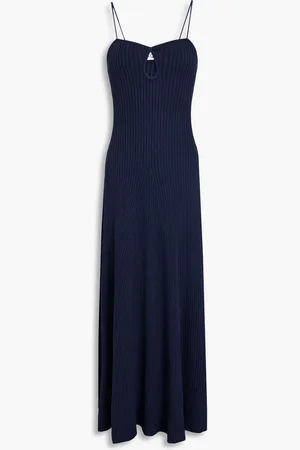 Anna Quan Cutout ribbed cotton midi dress - Blue - UK 10