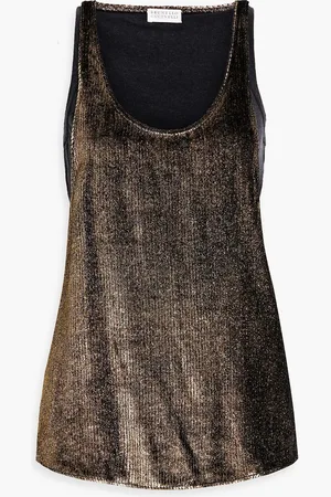 Brunello Cucinelli Layered metallic knitted tank - Metallic - M