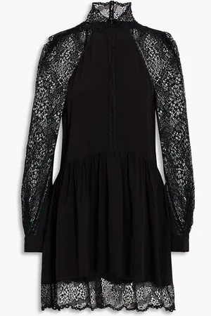 IRO Deorro crocheted lace-paneled crepe mini dress - - FR 36