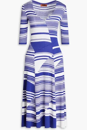 Missoni Striped ribbed-knit cotton and wool-blend midi dress - Blue - IT 38