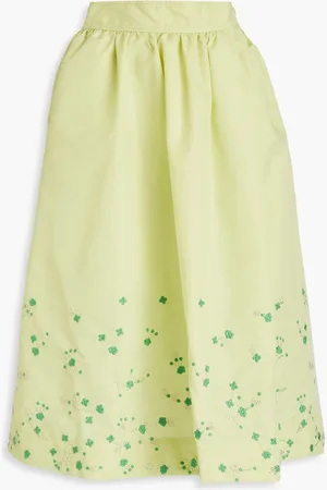 Ganni Embellished taffeta midi skirt - Green - DE 40