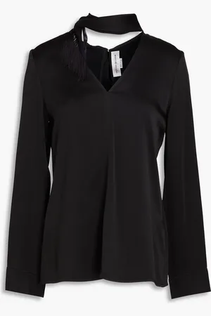Victoria Beckham Fringed satin-crepe blouse - - UK 6