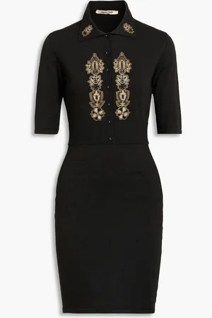 Roberto Cavalli Embellished metallic ribbed-knit mini dress - - IT 48