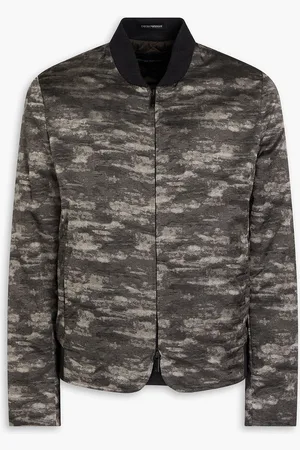 Emporio Armani Camouflage-print satin-jacquard bomber jacket - Gray - IT 46