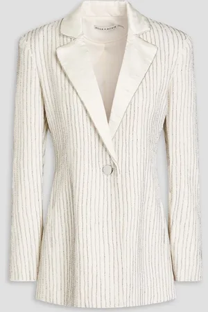 ALICE+OLIVIA Alice Olivia - Yona crystal-embellished striped crepe blazer - White - US 0