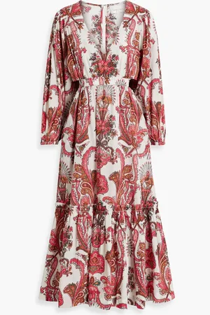 Cara Cara Alice cutout printed cotton midi dress - Orange - XS