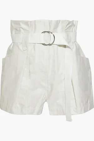 IRO Bordina belted pleated cotton-twill shorts - White - FR 40