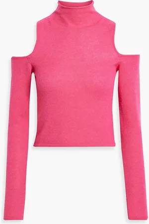 LAPOINTE Cold-shoulder cashmere and silk-blend turtleneck sweater - - M