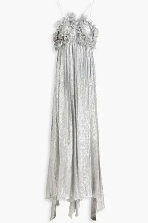 PETAR PETROV Allas ruffled silk-blend lamé maxi dress - Metallic - FR 34