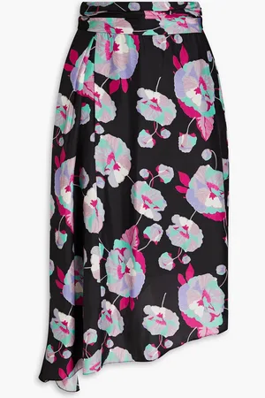 Isabel Marant Javenia asymmetric floral-print silk midi skirt - - FR 40