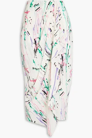 Isabel Marant Wrap-effect printed silk-blend crepe de chine midi skirt - White - FR 34
