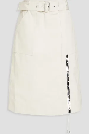 3.1 Phillip Lim Belted lace-up cotton-gabardine skirt - White - US 4