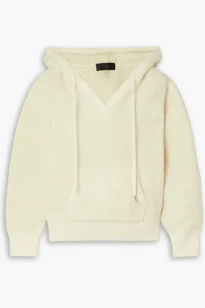 NILI LOTAN Marcello bouclé-knit wool-blend hoodie - White - M