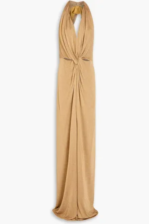 Costarellos Twisted metallic jersey halterneck gown - Metallic - DE 46