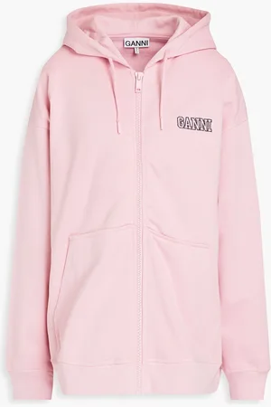 Ganni Cotton-blend fleece hooded jacket - Pink - XXS/XS
