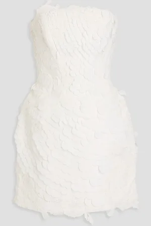 ZIMMERMANN Strapless embellished cotton and linen-blend gauze mini dress - White - 00