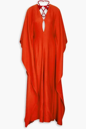 Chloé Embellished draped cutout silk-jersey maxi dress - Red - FR 34