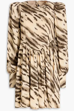 ROTATE Tiger-print jacquard mini dress - Neutral - DE 40
