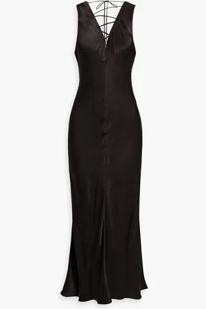 Frame Lace-up satin-jacquard maxi dress - - XS