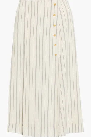 Chloé Pleated pinstriped silk-crepe skirt - White - FR 38