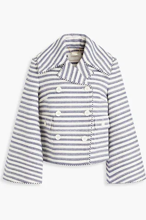 ZIMMERMANN Double-breasted striped cotton-blend tweed jacket - Blue - 4