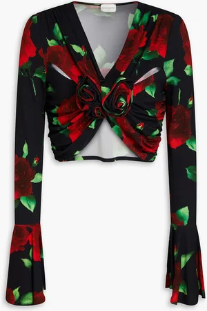 MAGDA BUTRYM Cropped floral-print stretch-jersey top - - FR 38