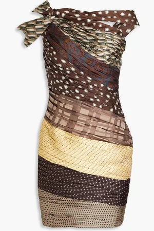 Moschino One-shoulder patchwork satin-jacquard mini dress - - IT 42