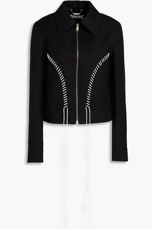 Chloé Whipstitched wool and linen-blend jacket - - FR 40