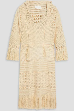ZIMMERMANN Fringed crocheted cotton-blend hooded mini dress - White - M/L