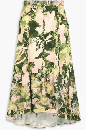 3.1 Phillip Lim Ruffled printed crepe midi skirt - Green - US 2