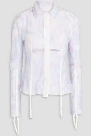 Jacquemus Vela cutout printed mesh shirt - Purple - FR 36