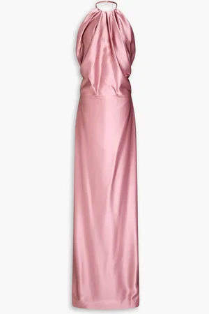 Costarellos Draped satin-crepe halterneck gown - Pink - DE 40