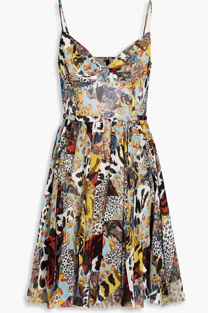 Missoni Gathered patchwork-effect silk-crepon mini dress - Blue - IT 42