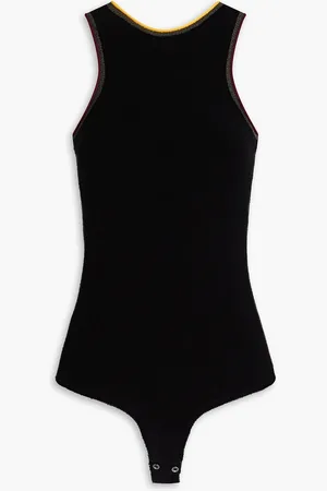 Victoria Beckham Cutout cotton-blend terry bodysuit - - L