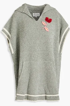 Maison Margiela Appliquéd ribbed-knit hooded vest - - XS