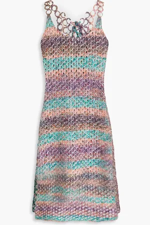 Chloé Striped open-knit wool mini dress - - M