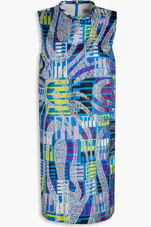 Puccini Studded printed satin mini dress - Blue - S