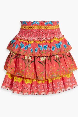 Cara Cara Lindsey tiered floral-print cotton-voile mini skirt - Orange - XXS