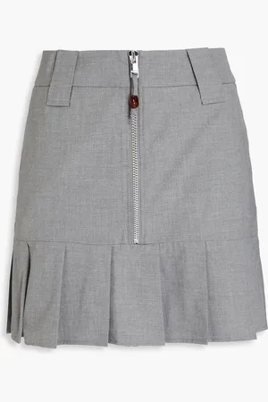 Ganni Zip-detailed pleated woven mini skirt - - DE 42