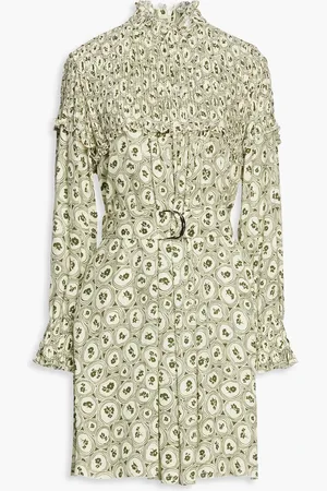 Chloé Pintucked printed crepe dress - White - FR 36
