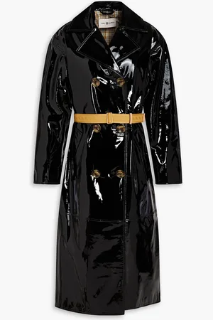 Tory Burch Double-breasted patent-leather coat - - US 14