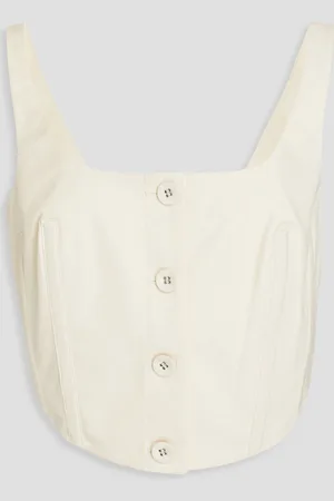Anna Quan Cropped cotton-blend twill top - White - UK 12